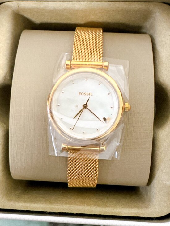 Fossil ES4505 Mini Carlie Mother of Pearl Dial Rose Gold Mesh Women\'s Watch main image 5